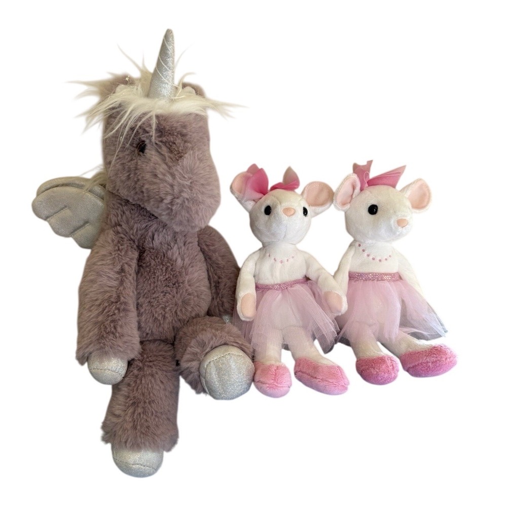 Douglas Plushy Bundle Valerie Unicorn Petunia Mouse Set of Twins Stuffed Animal